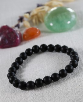 Bracelet Agate Mate Noire 8mm