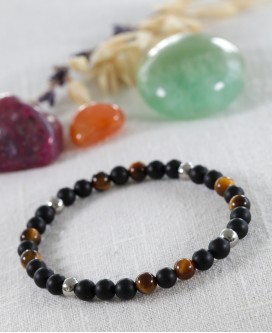 Bracelet Onyx Mat et Œil de Tigre 6mm