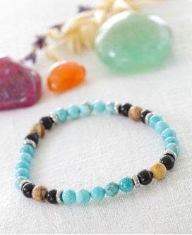 Bracelet Howlite Turquoise et Onyx Noir 6mm