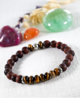 Bracelet Œil de Taureau Mat et Œil de Tigre 8mm